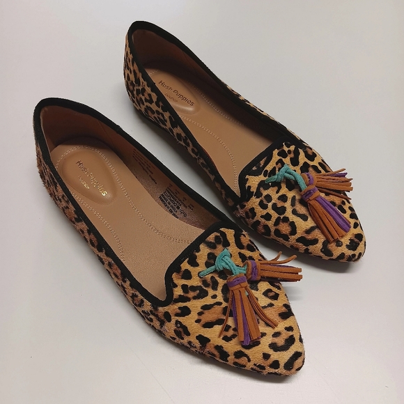 Hush Puppies Shoes - hush puppies • leopard animal print calf hair colorful tassel loafer flats 7
